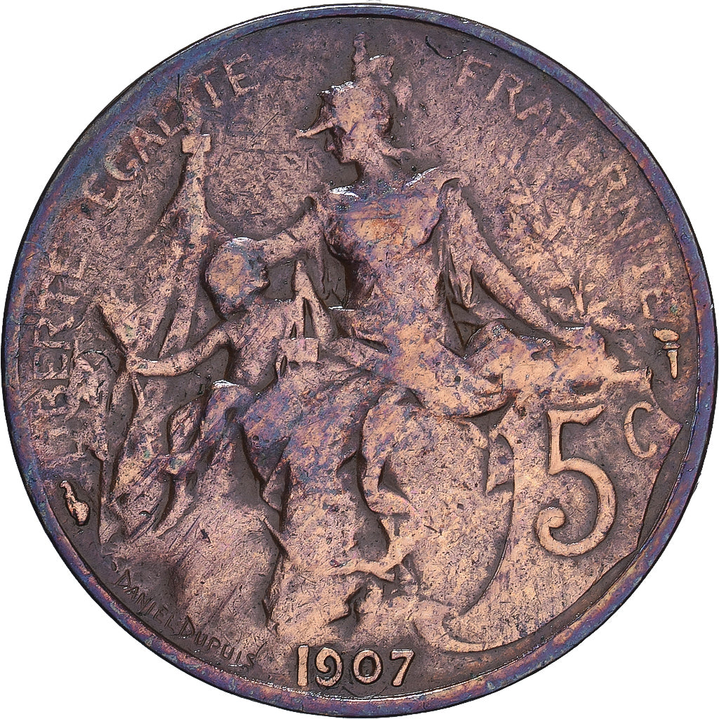 Coin, France, Dupuis, 5 Centimes, 1907, Paris, VF(20-25), Bronze, KM:842