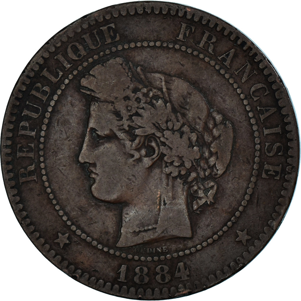 Moneta, Francia, Cérès, 10 Centimes, 1884, Paris, MB, Bronzo, KM:815.1