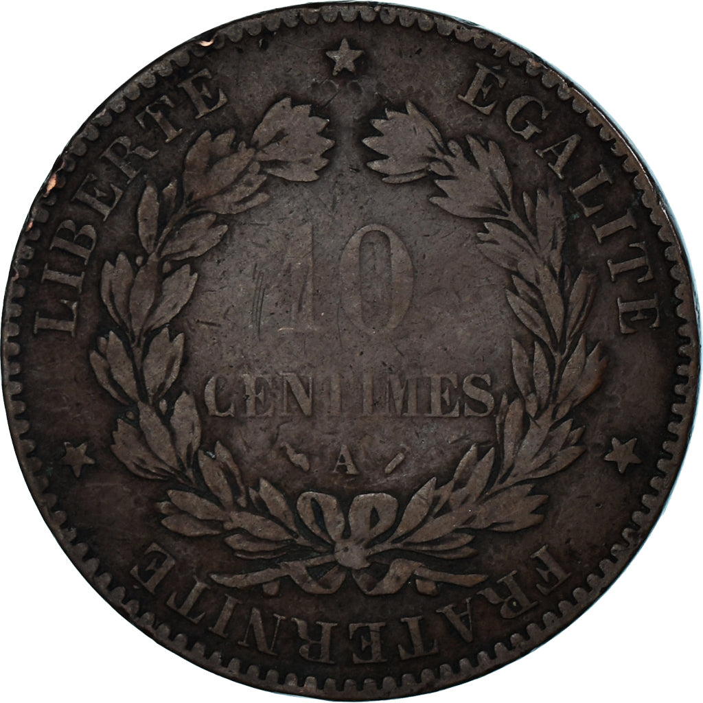 Moneta, Francia, Cérès, 10 Centimes, 1884, Paris, MB, Bronzo, KM:815.1