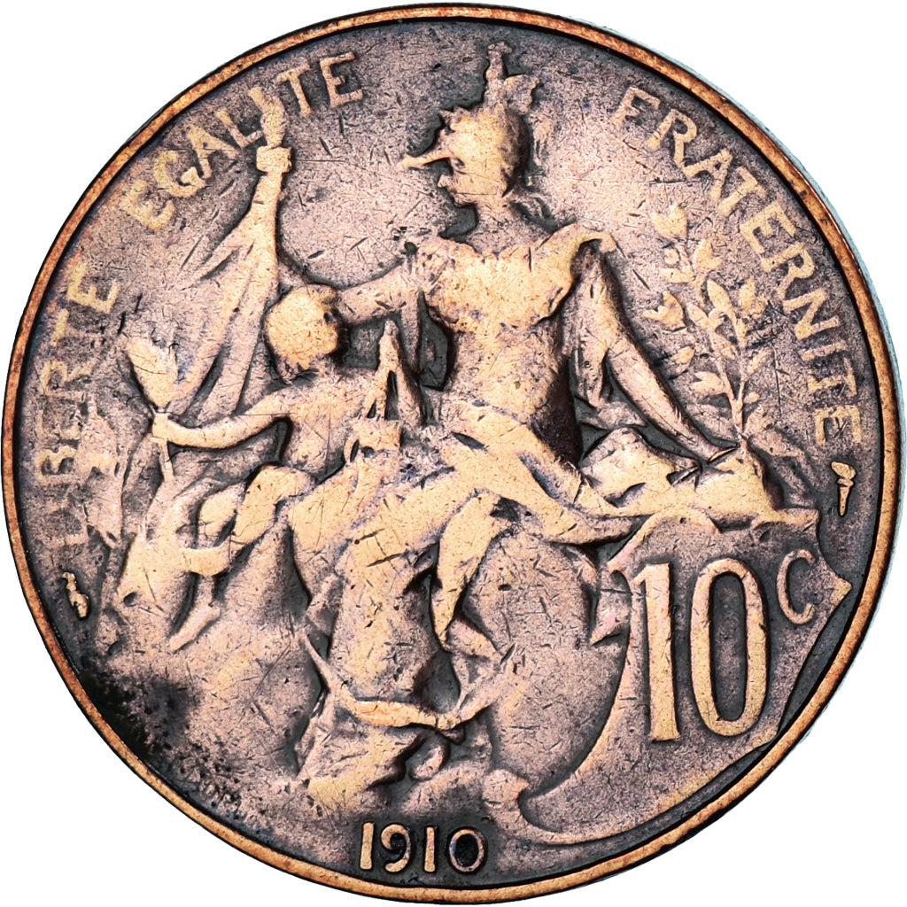 Munten, Frankrijk, Dupuis, 10 Centimes, 1910, Paris, FR, Bronzen, KM:843