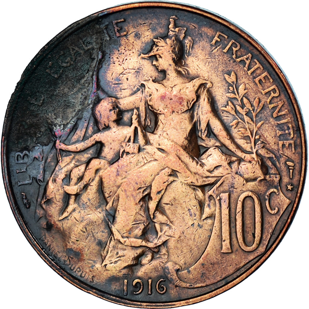 Coin, France, Dupuis, 10 Centimes, 1916, Paris, VF(20-25), Bronze, KM:843