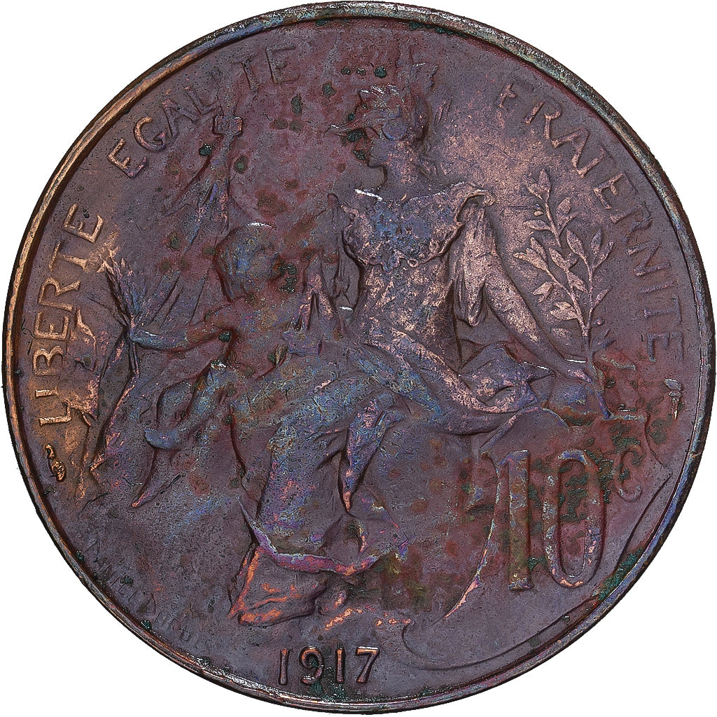Coin, France, Dupuis, 10 Centimes, 1917, Paris, VF(20-25), Bronze, KM:843