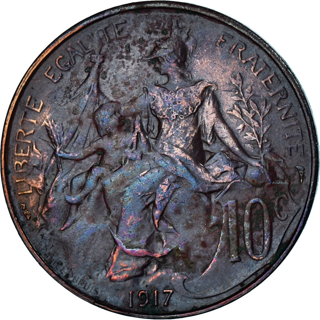 Munten, Frankrijk, Dupuis, 10 Centimes, 1917, Paris, FR, Bronzen, KM:843
