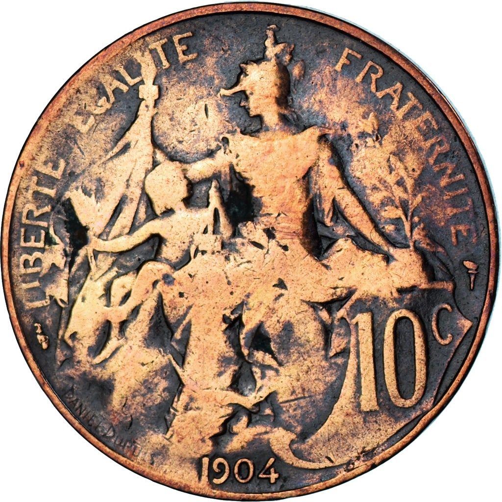Moneta, Francia, Dupuis, 10 Centimes, 1904, Paris, MB, Bronzo, KM:843