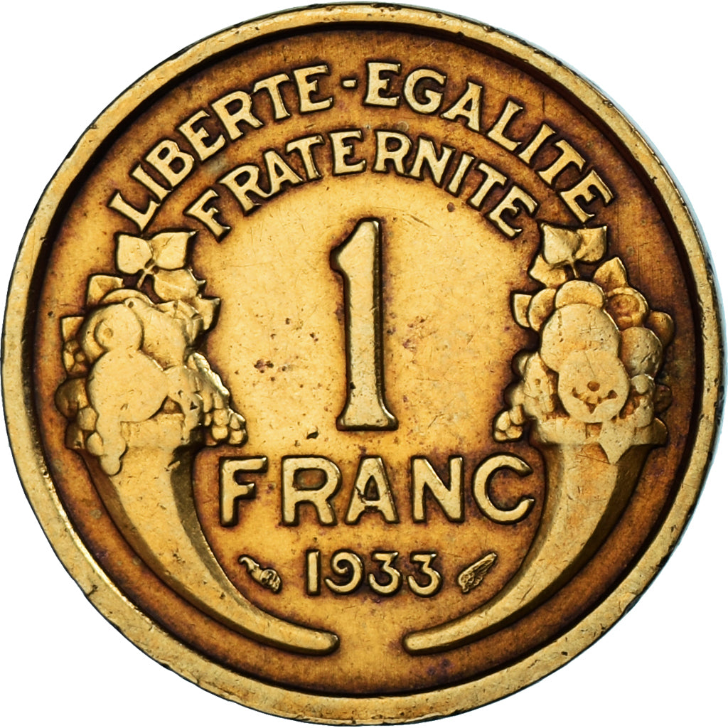 Moneta, Francja, Morlon, Franc, 1933, VF(30-35), Aluminium-Brąz, KM:885