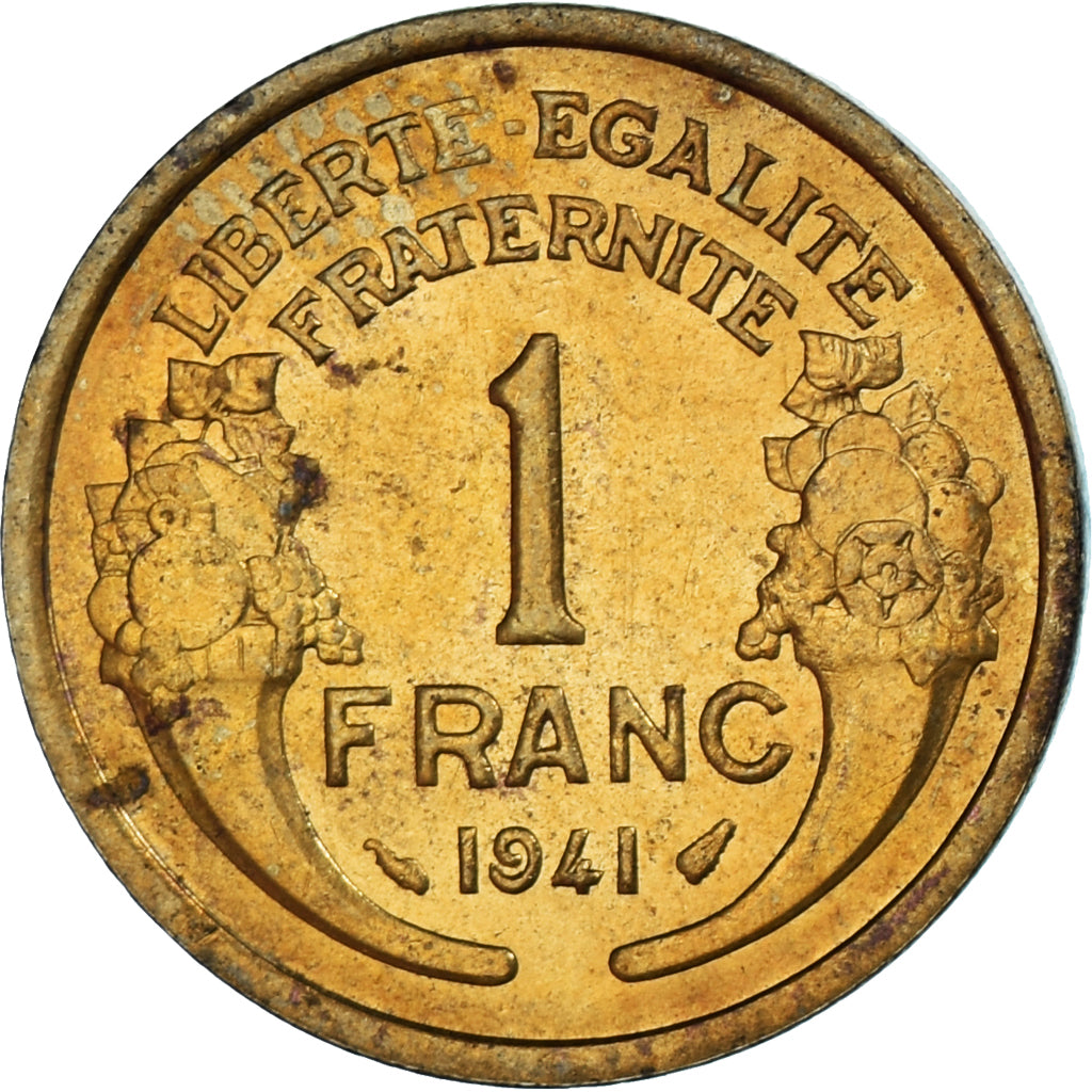 Moneta, Francja, Morlon, Franc, 1941, Paris, AU(50-53), Aluminium-Brąz, KM:885