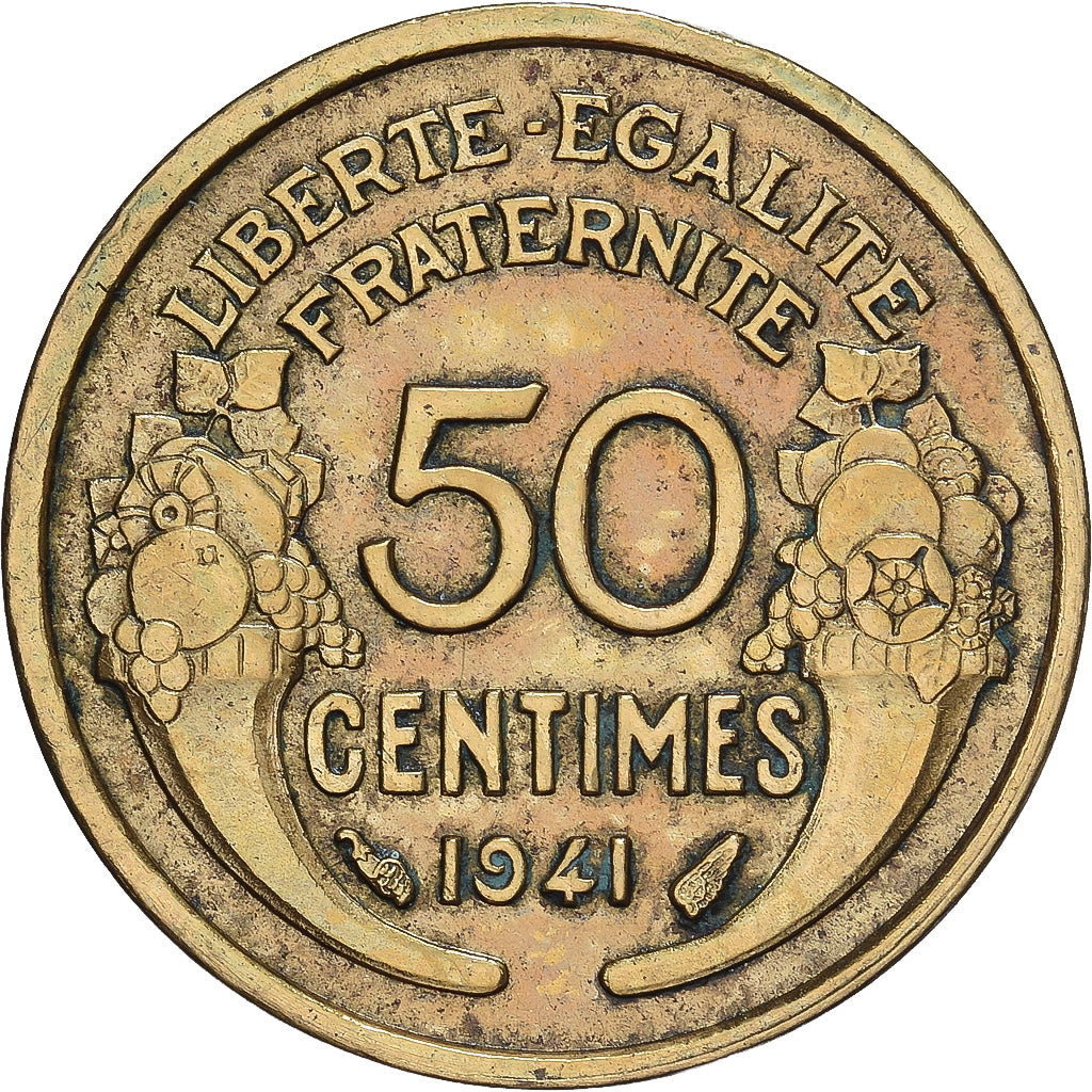 Munten, Frankrijk, Morlon, 50 Centimes, 1941, Paris, FR+, Aluminum-Bronze