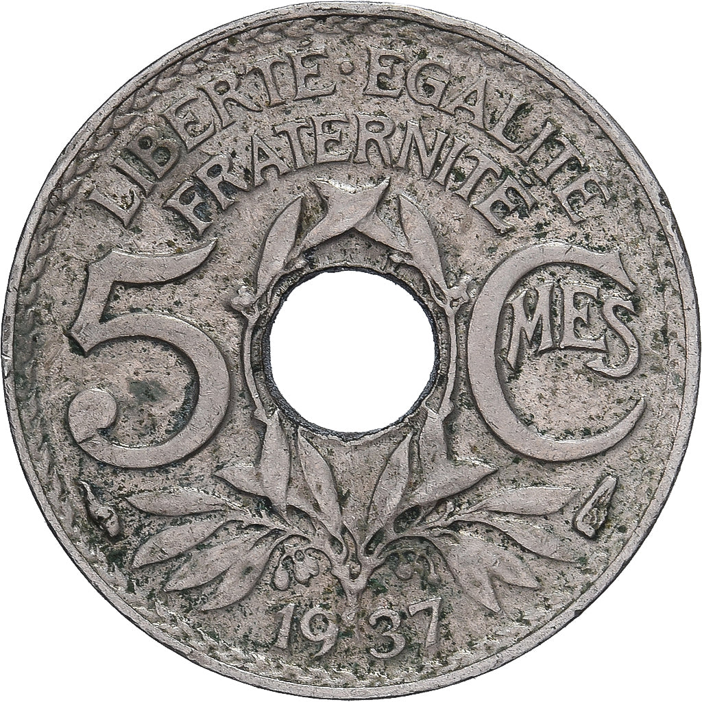 Coin, France, Lindauer, 5 Centimes, 1937, EF(40-45), Copper-nickel, KM:875