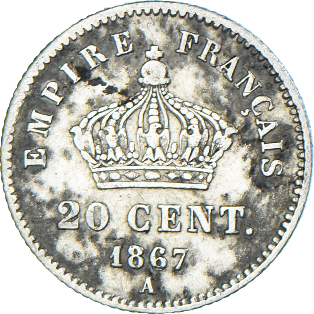 Moneta, Francja, Napoleon III, Napoléon III, 20 Centimes, 1867, Paris