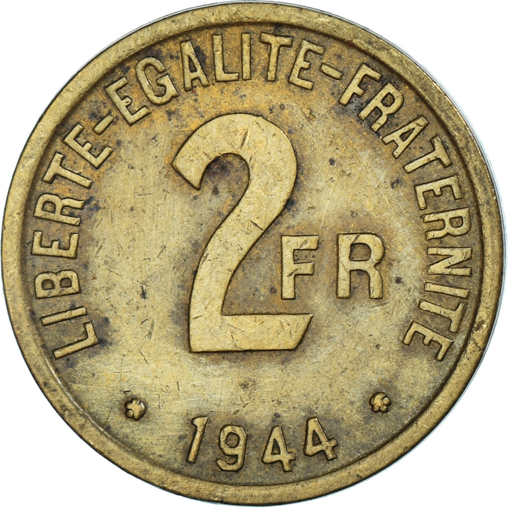 Monnaie, France, France Libre, 2 Francs, 1944, Philadelphie, TTB, Laiton