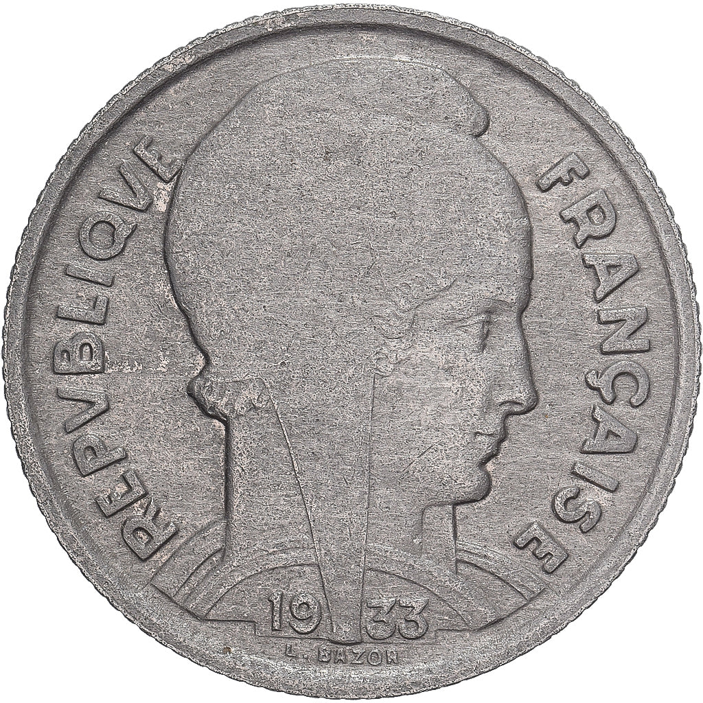 Moneda, Francia, Bazor, 5 Francs, 1933, Paris, BC+, Níquel, KM:887, Gadoury:753