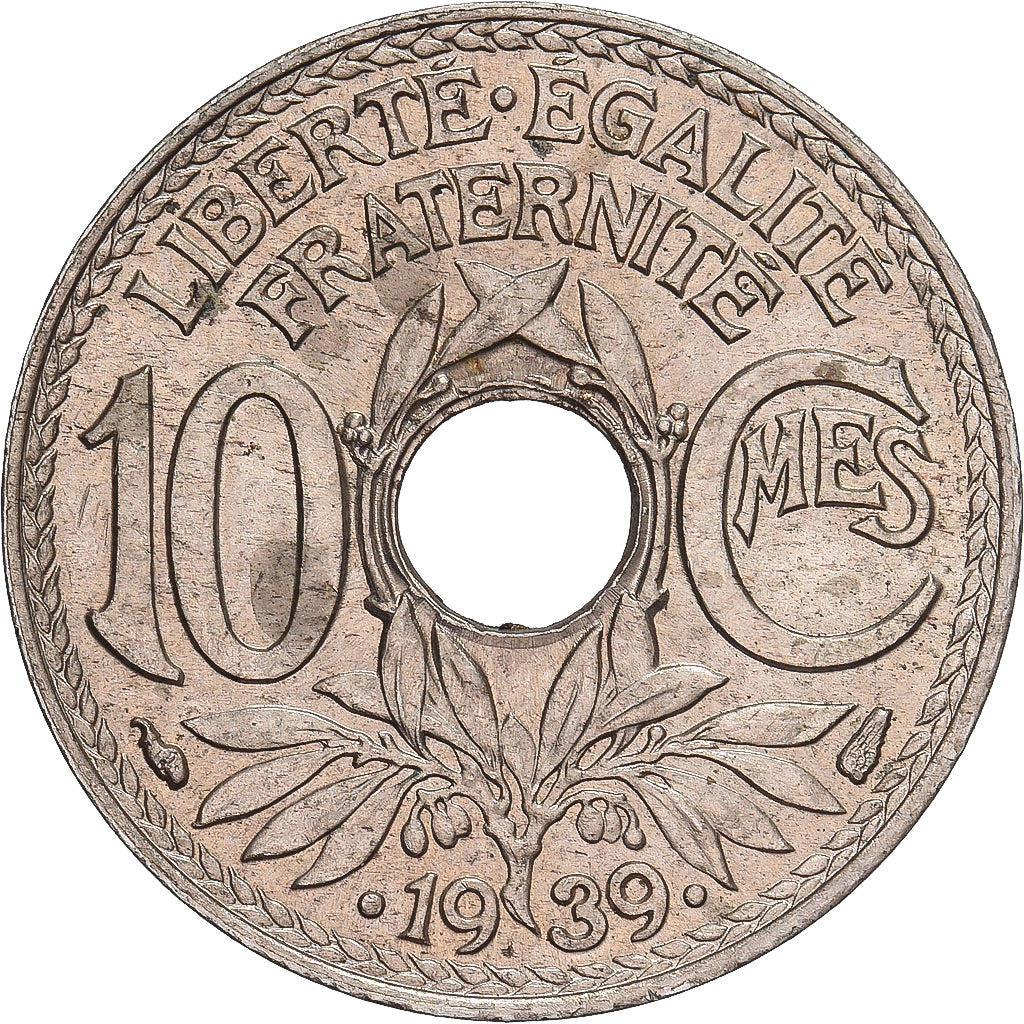 Moneta, Francja, Lindauer, 10 Centimes, 1939, Paris, EF(40-45), Nikiel-Brąz