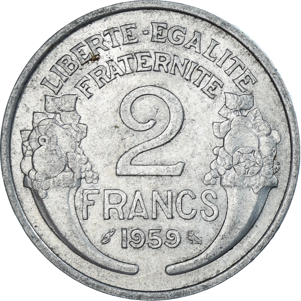 Coin, France, Morlon, 2 Francs, 1959, Paris, AU(50-53), Aluminum, KM:886a.1