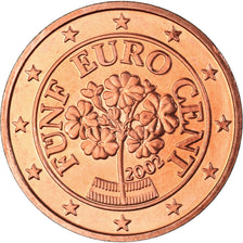 Österreich, 5 Euro Cent, 2002, Vienna, UNZ, Copper Plated Steel, KM:3084