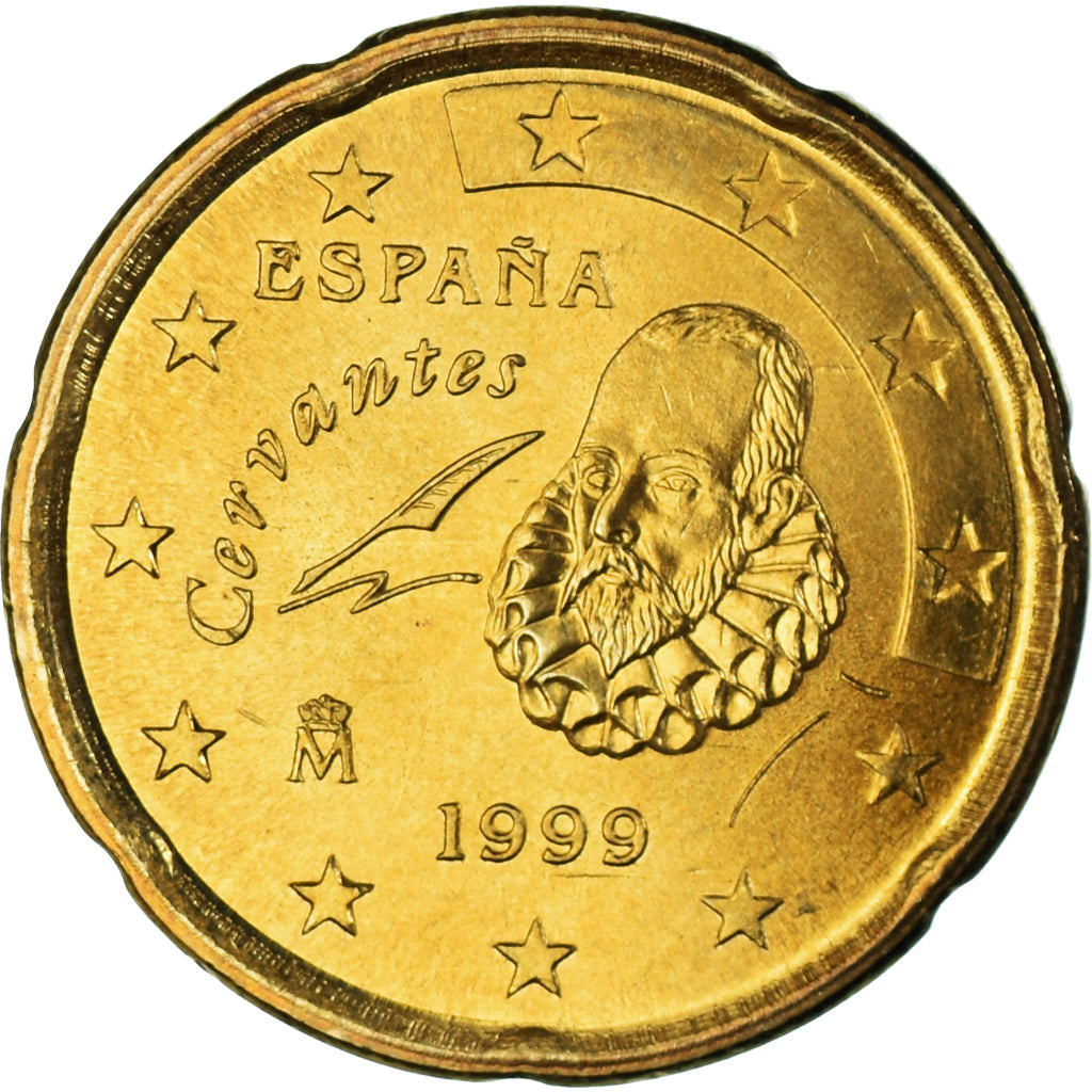 Spagna, 20 Euro Cent, 1999, Madrid, SPL, Ottone, KM:1044