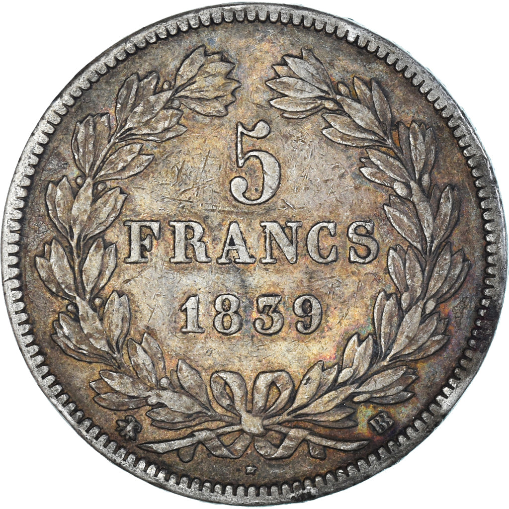 Coin, France, Louis-Philippe, 5 Francs, 1839, Strasbourg, VF(30-35), Silver