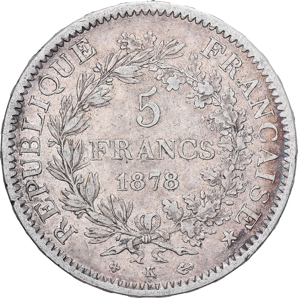 Coin, France, Hercule, 5 Francs, 1878, Bordeaux, VF(30-35), Silver, KM:820.2
