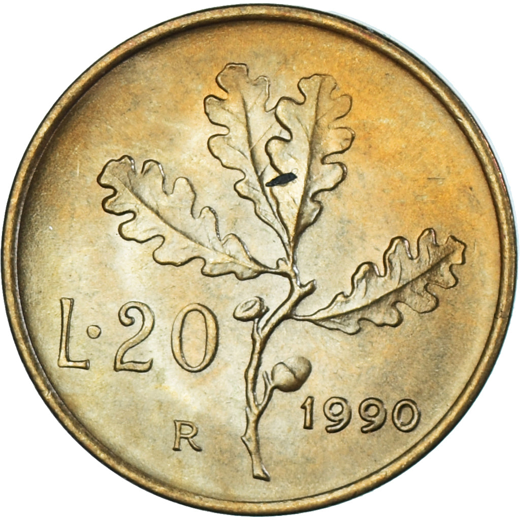 Munten, Italië, 20 Lire, 1990, Rome, PR+, Aluminum-Bronze, KM:97.2