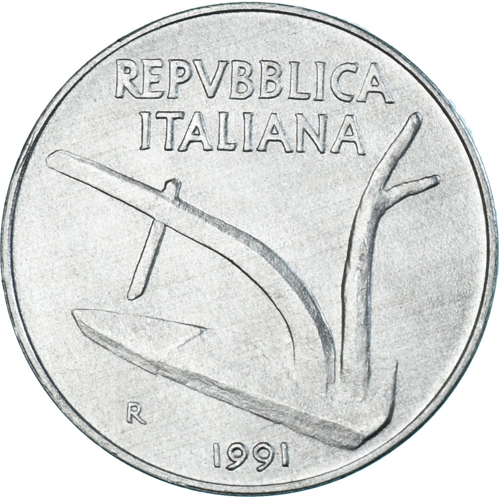Münze, Italien, 10 Lire, 1991, Rome, UNZ, Aluminium, KM:93
