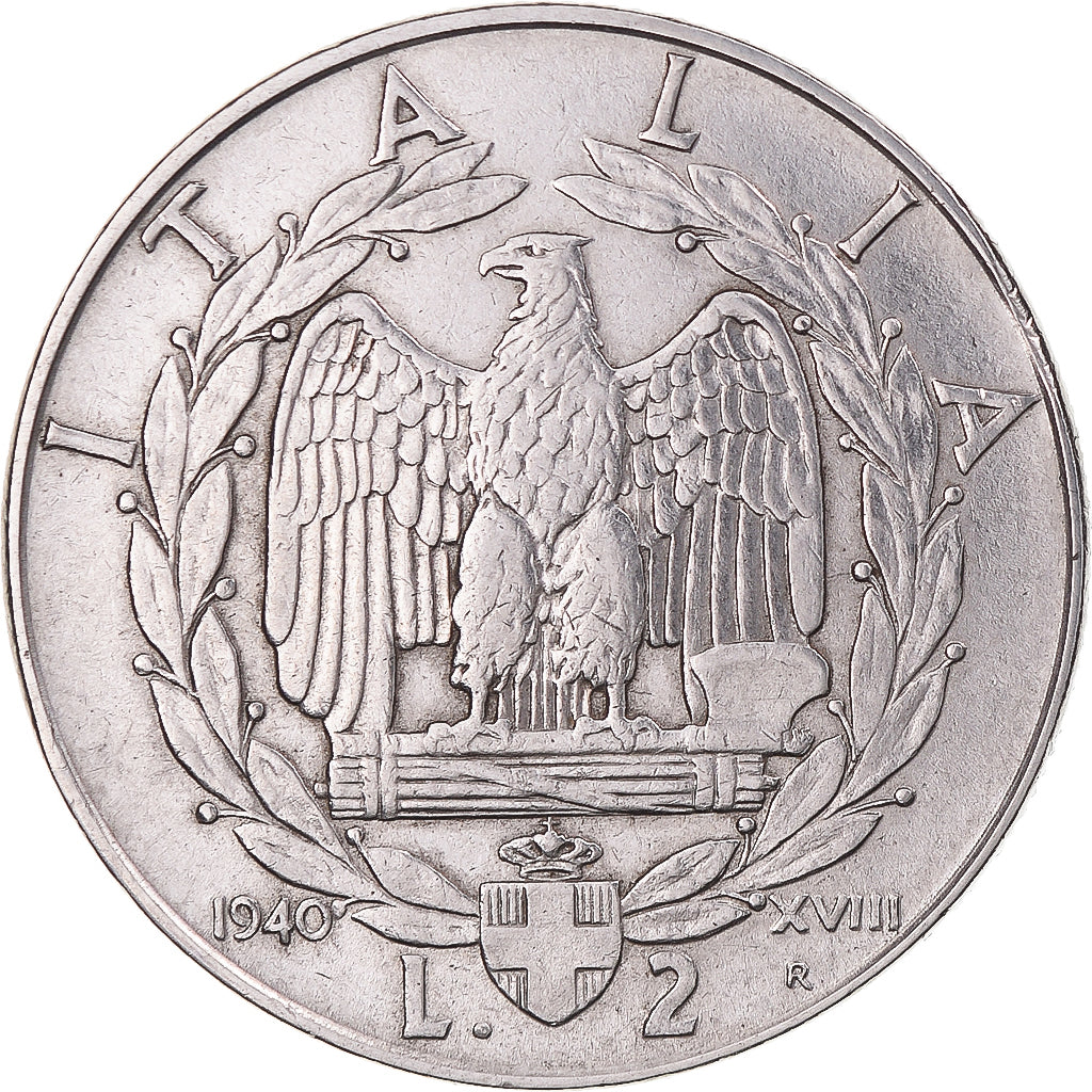 Munten, Italië, Vittorio Emanuele III, 2 Lire, 1940, Rome, ZF, Stainless Steel