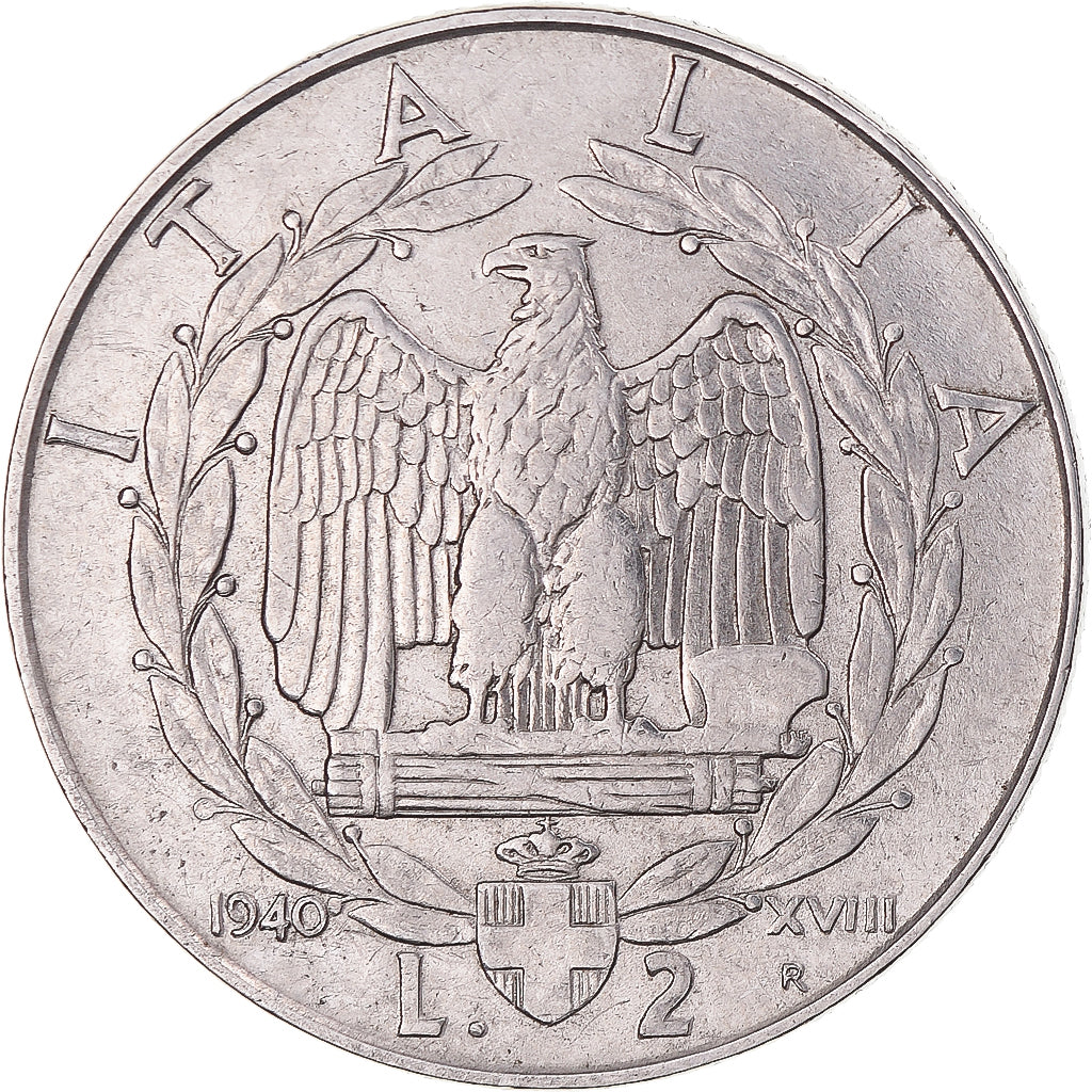 Coin, Italy, Vittorio Emanuele III, 2 Lire, 1940, Rome, EF(40-45), Stainless