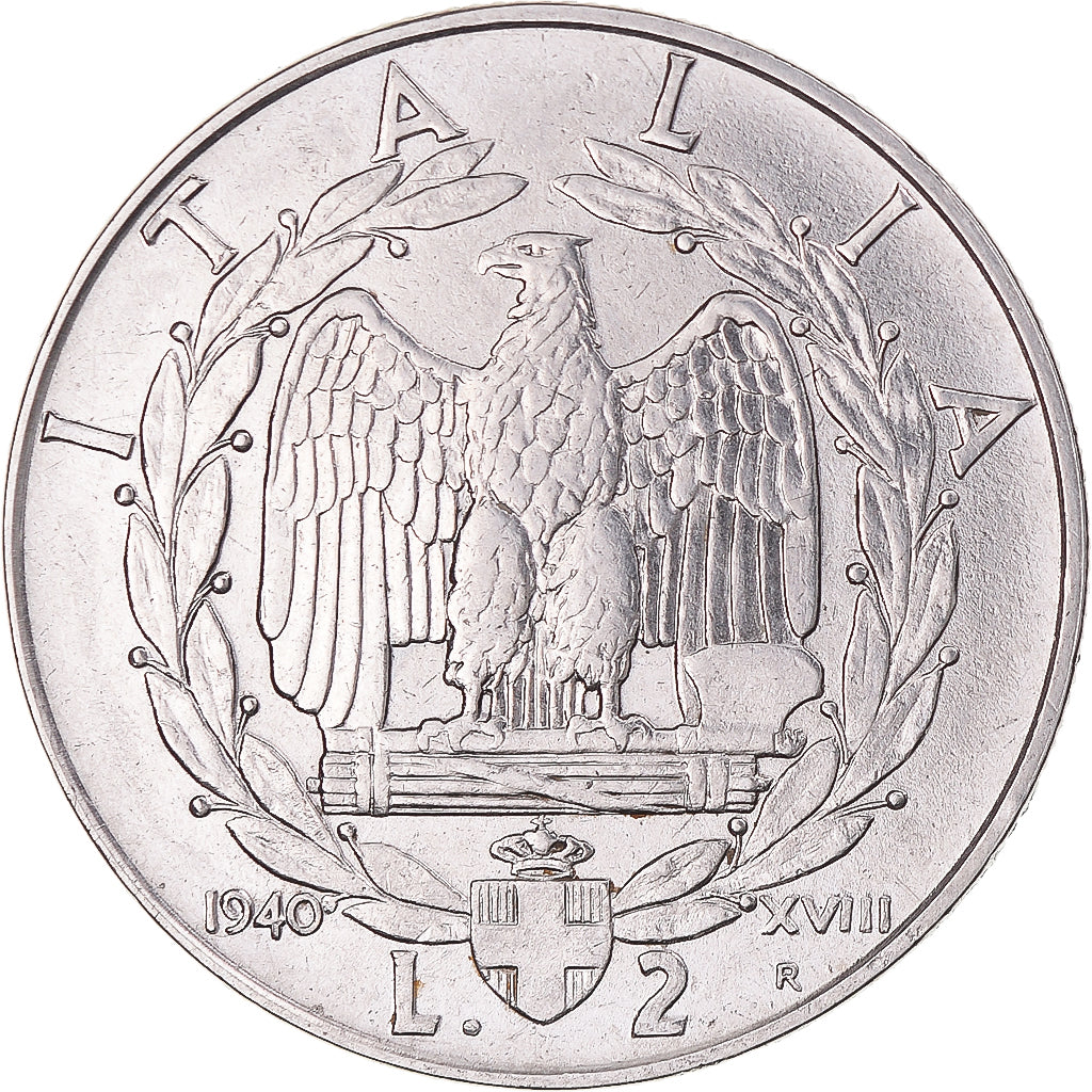 Coin, Italy, Vittorio Emanuele III, 2 Lire, 1940, Rome, EF(40-45), Stainless