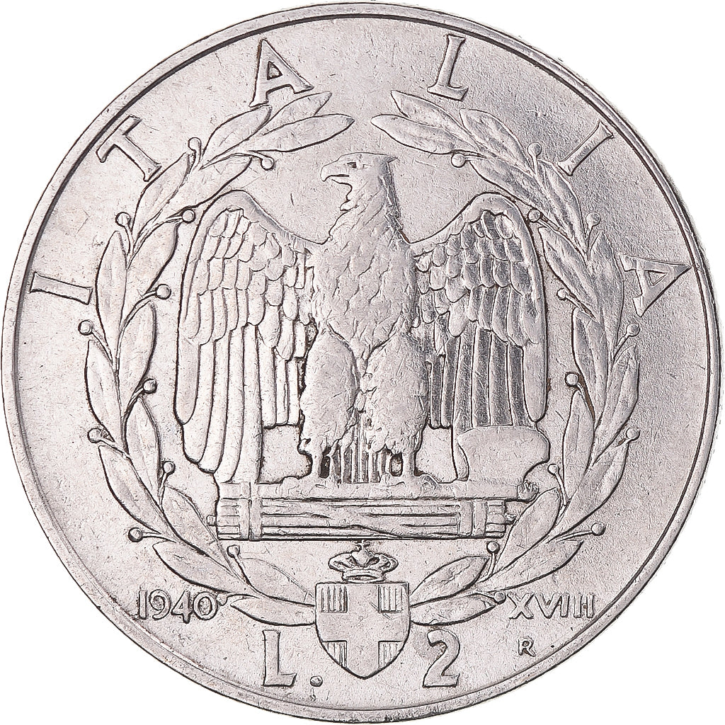 Moneta, Włochy, Vittorio Emanuele III, 2 Lire, 1940, Rome, EF(40-45), Stal