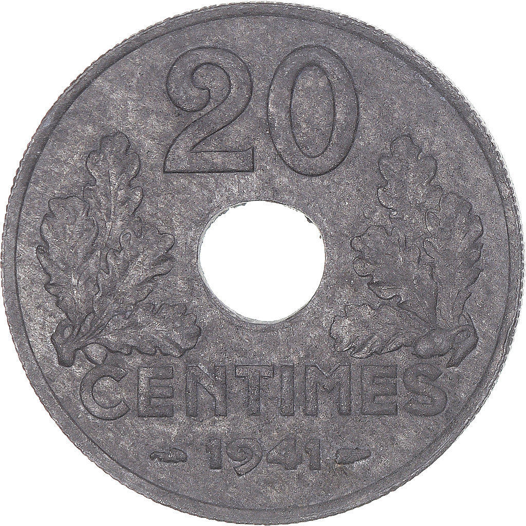Monnaie, France, État français, 20 Centimes, 1941, Paris, TB, Zinc