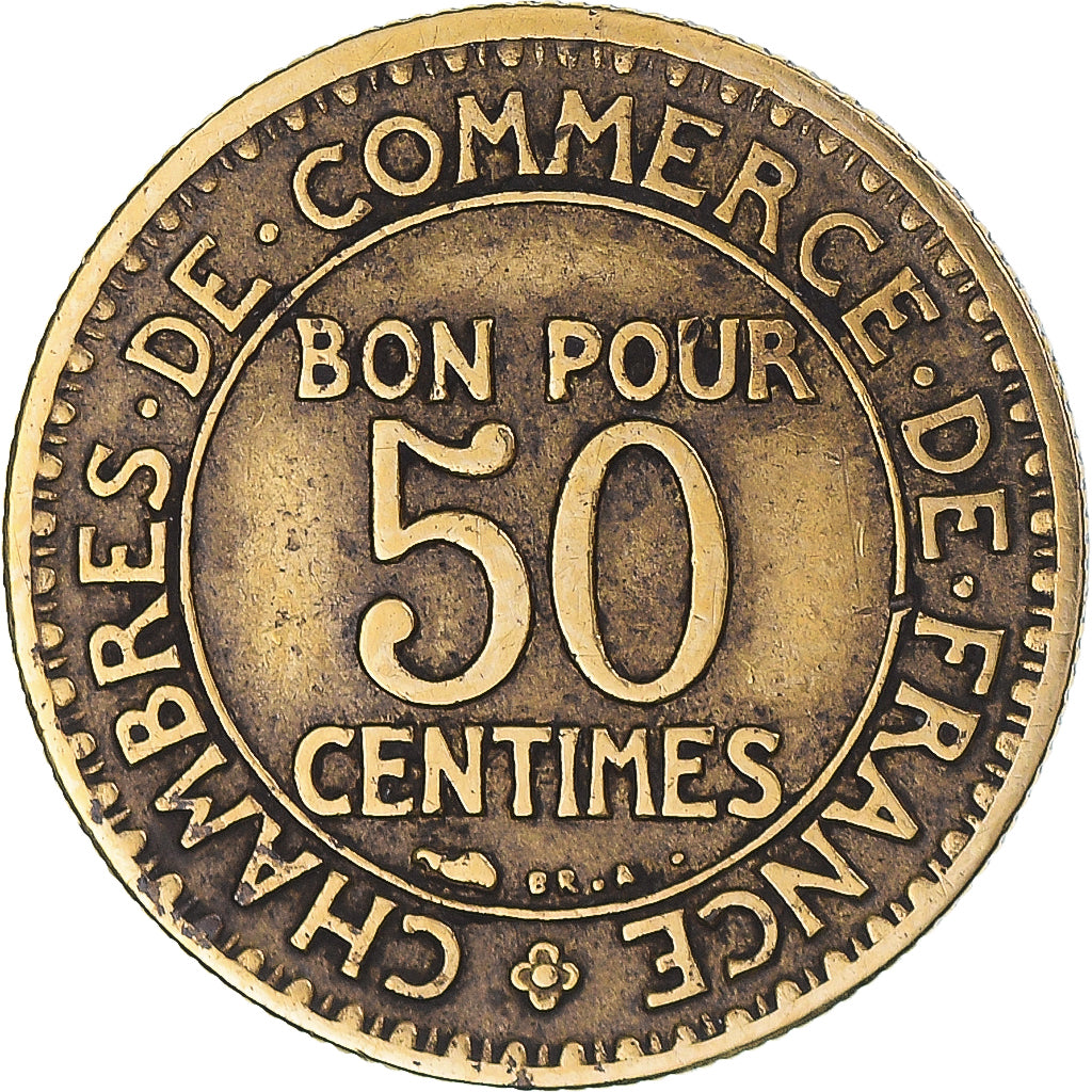 Moneda, Francia, Chambre de commerce, 50 Centimes, 1923, Paris, BC+, Aluminio -