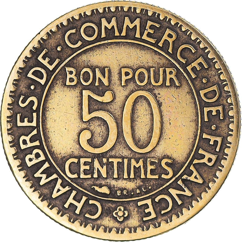 Moneda, Francia, Chambre de commerce, 50 Centimes, 1925, Paris, BC+, Aluminio -