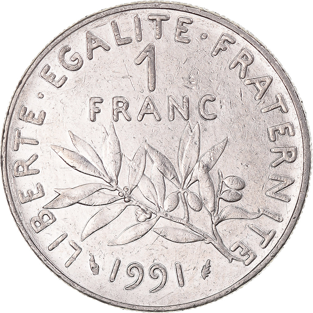 Moneda, Francia, Semeuse, Franc, 1991, Paris, MBC+, Níquel, KM:925.1