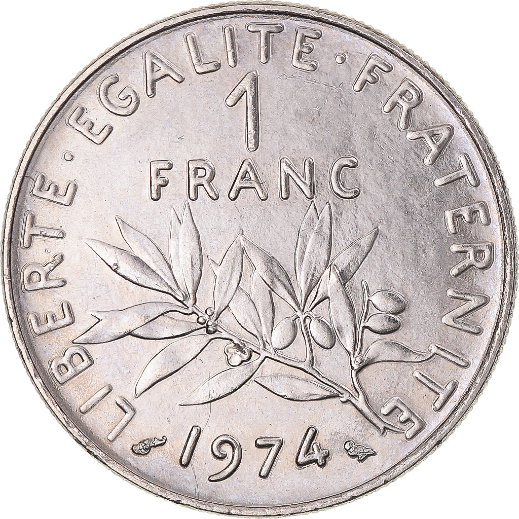 Moeda, França, Semeuse, Franc, 1974, Paris, MS(60-62), Níquel, KM:925.1