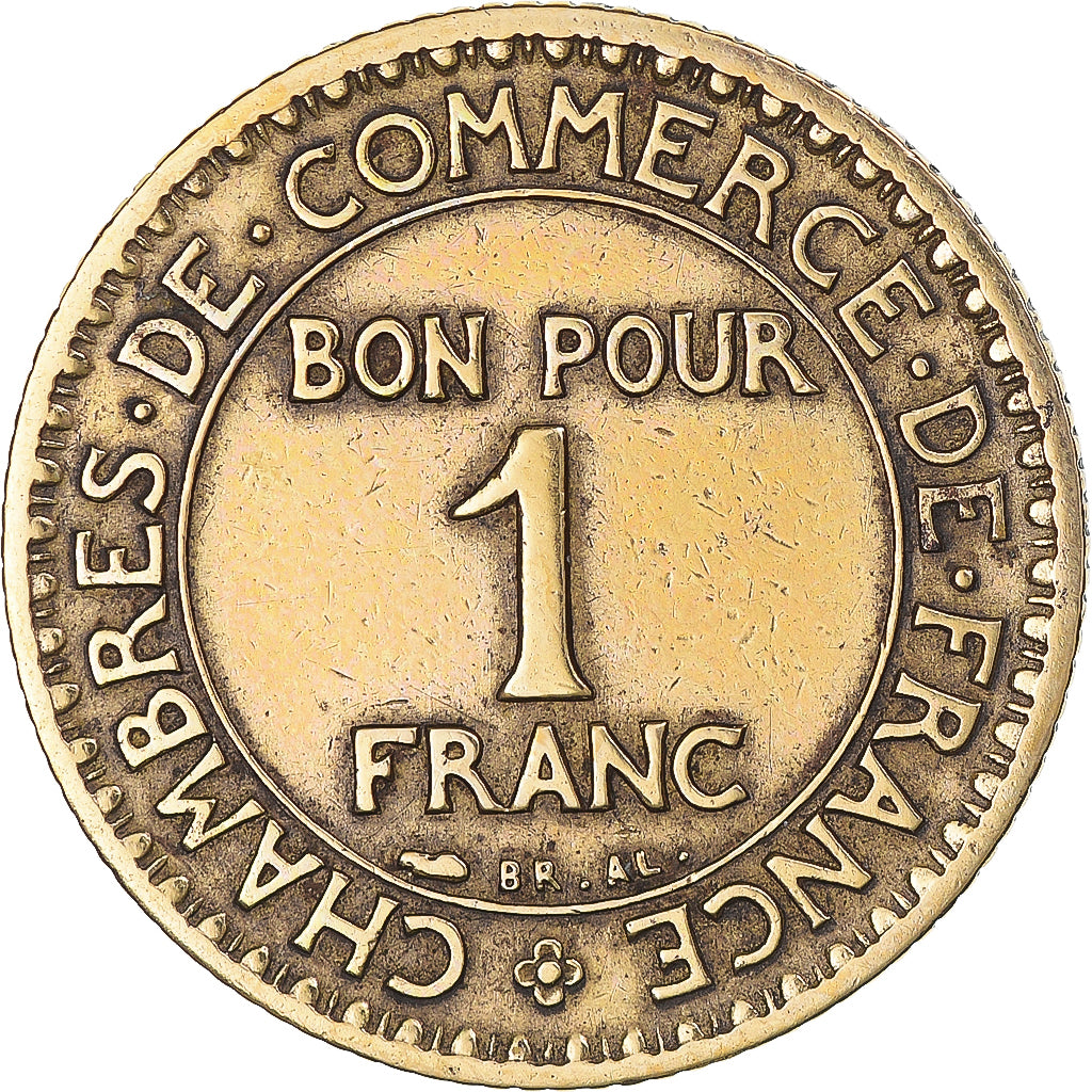 Moneda, Francia, Chambre de commerce, Franc, 1923, Paris, BC+, Aluminio -