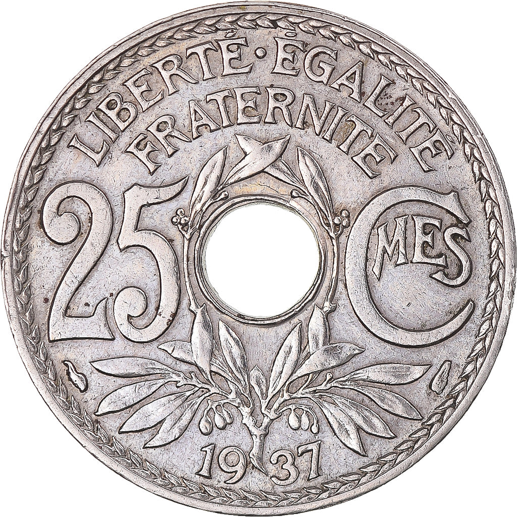 Moneda, Francia, Lindauer, 25 Centimes, 1937, MBC, Cobre - níquel, KM:867a