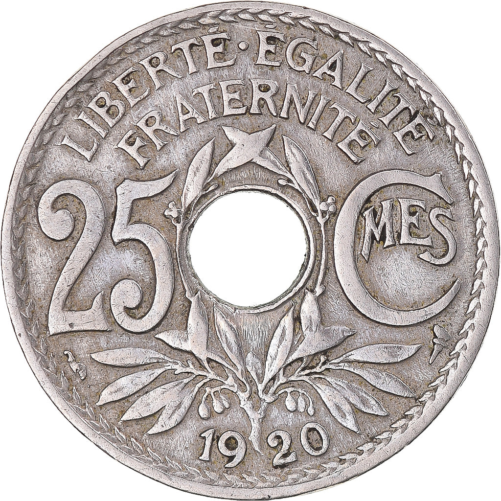 Munten, Frankrijk, Lindauer, 25 Centimes, 1920, FR+, Cupro-nikkel, KM:867a