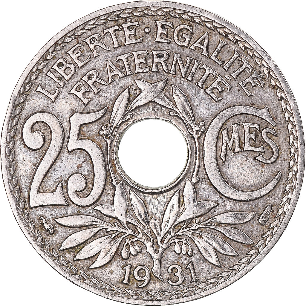 Munten, Frankrijk, Lindauer, 25 Centimes, 1931, ZF, Cupro-nikkel, KM:867a