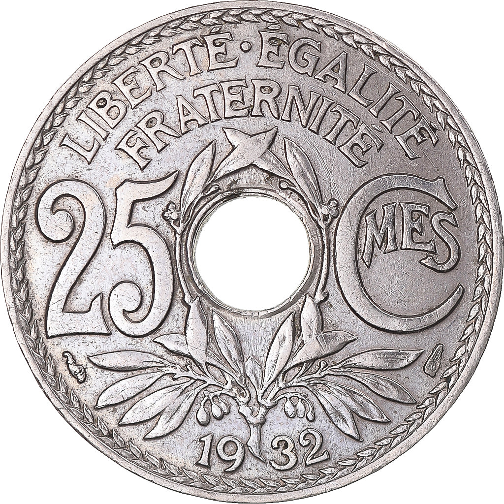 Moneta, Francja, Lindauer, 25 Centimes, 1932, EF(40-45), Miedź-Nikiel, KM:867a