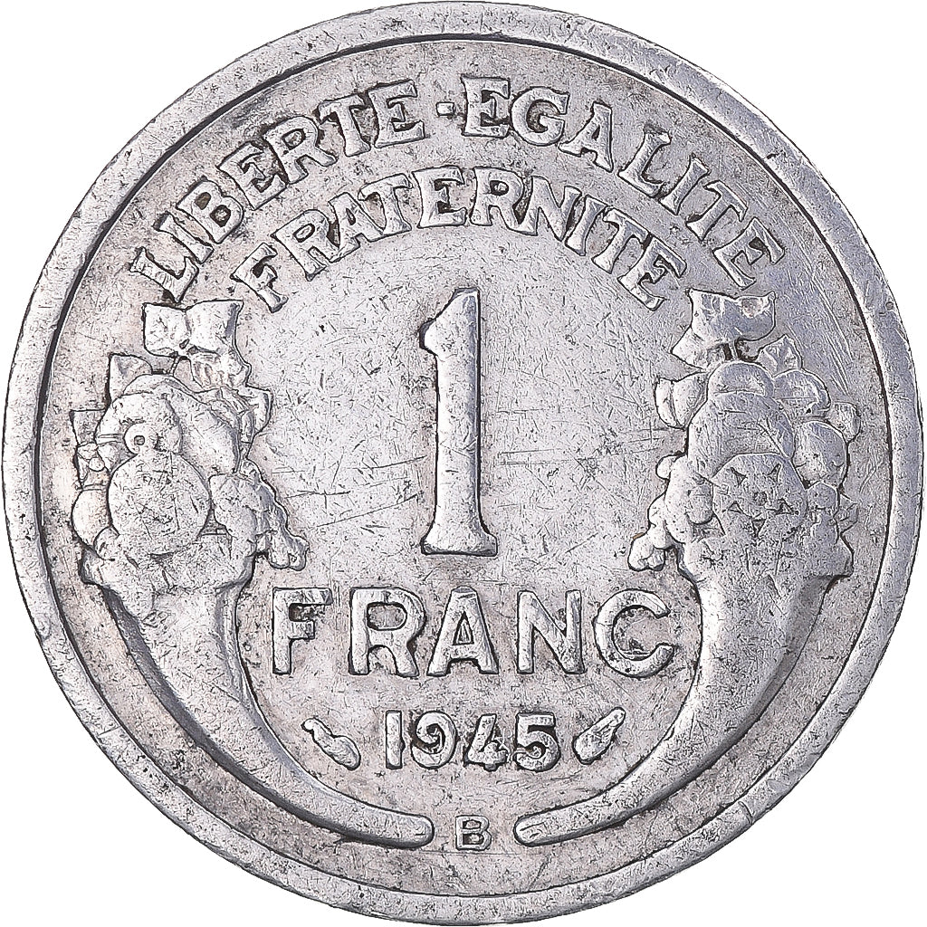 Moeda, França, Morlon, Franc, 1945, Beaumont - Le Roger, VF(20-25), Alumínio