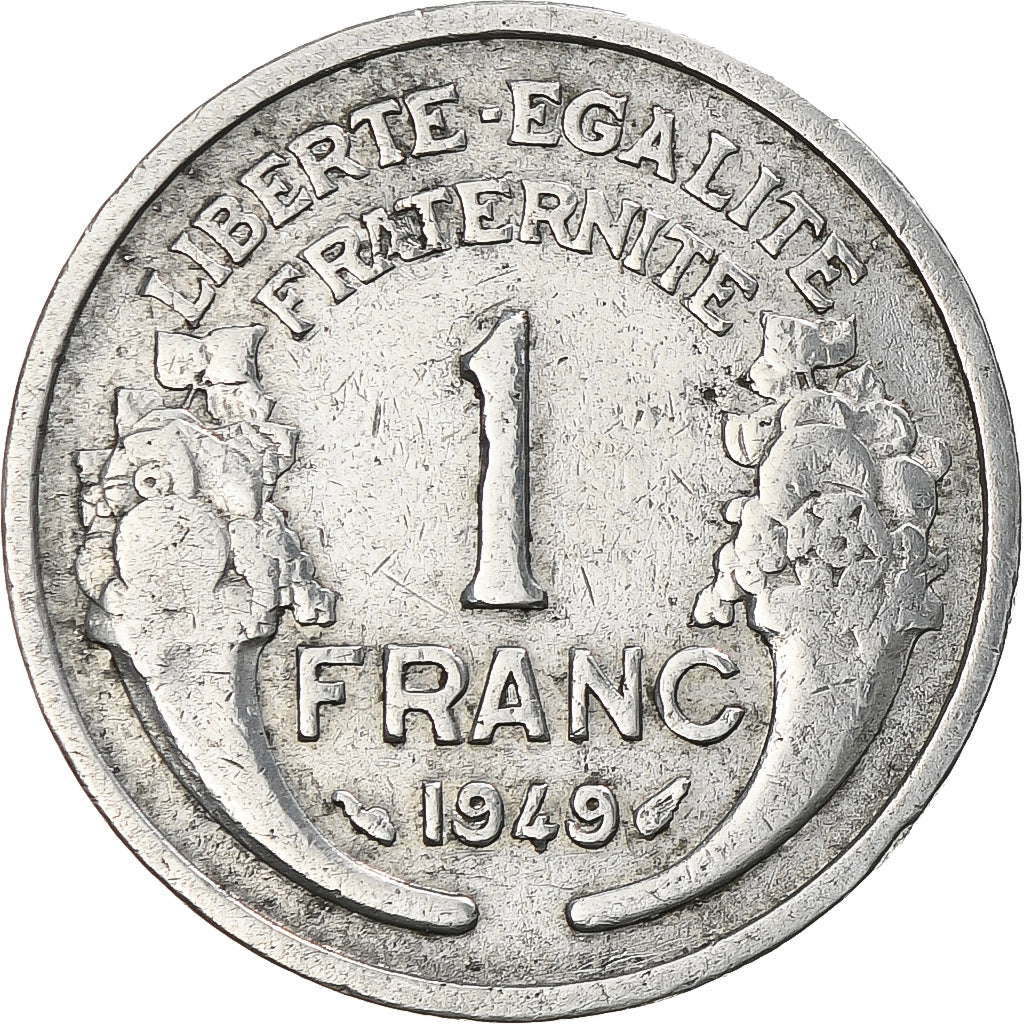 Moneda, Francia, Morlon, Franc, 1949, Paris, BC+, Aluminio, KM:885a.1