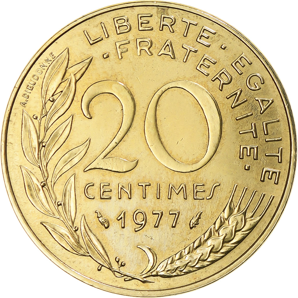 Münze, Frankreich, Marianne, 20 Centimes, 1977, Paris, SS+, Aluminum-Bronze