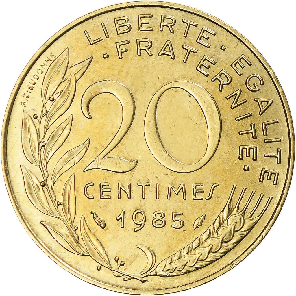 Moneta, Francja, Marianne, 20 Centimes, 1985, Paris, AU(50-53), Aluminium-Brąz