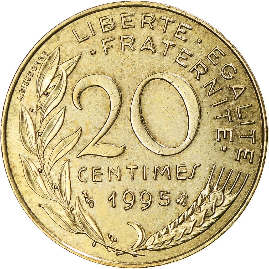 Münze, Frankreich, Marianne, 20 Centimes, 1995, Paris, SS, Aluminum-Bronze