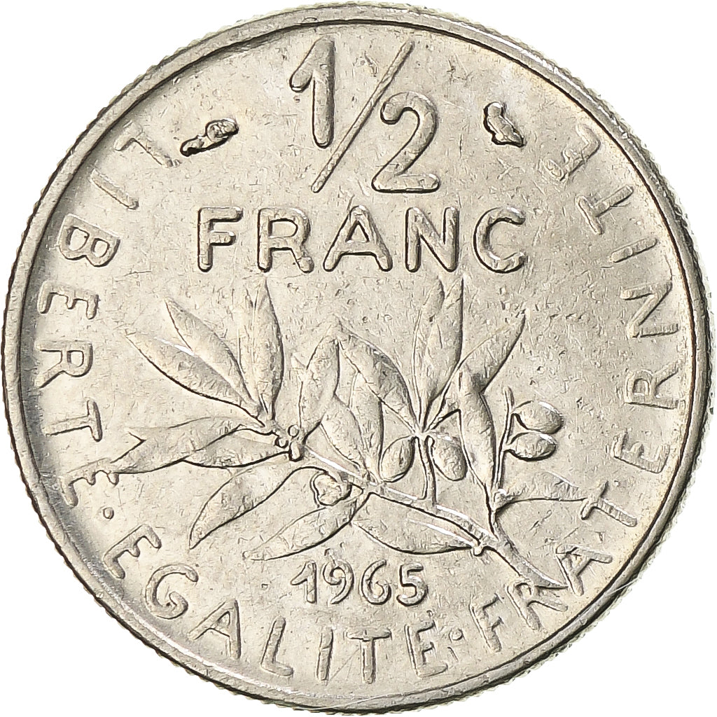 Moneda, Francia, Semeuse, 1/2 Franc, 1965, Paris, MBC, Níquel, KM:931.1