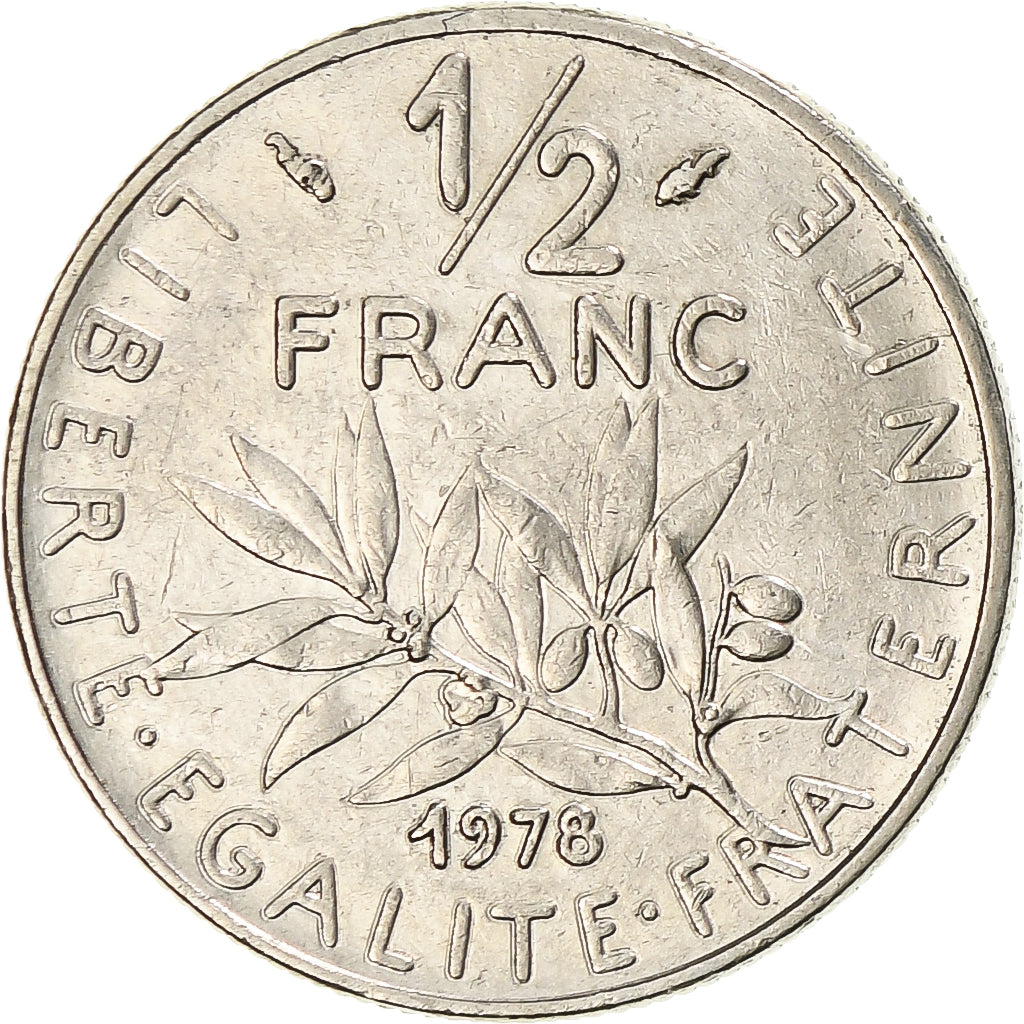 Moneda, Francia, Semeuse, 1/2 Franc, 1978, Paris, MBC+, Níquel, KM:931.1