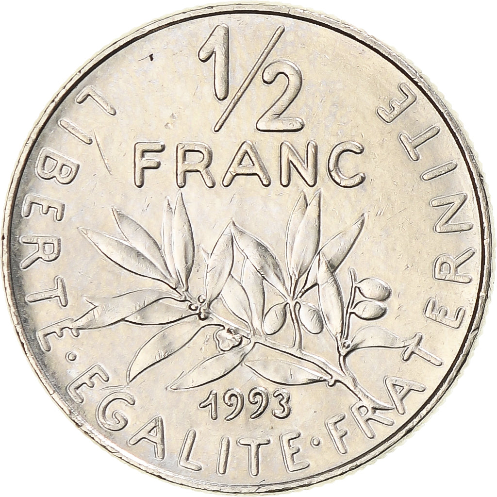 Münze, Frankreich, Semeuse, 1/2 Franc, 1993, Paris, VZ+, Nickel, KM:931.1