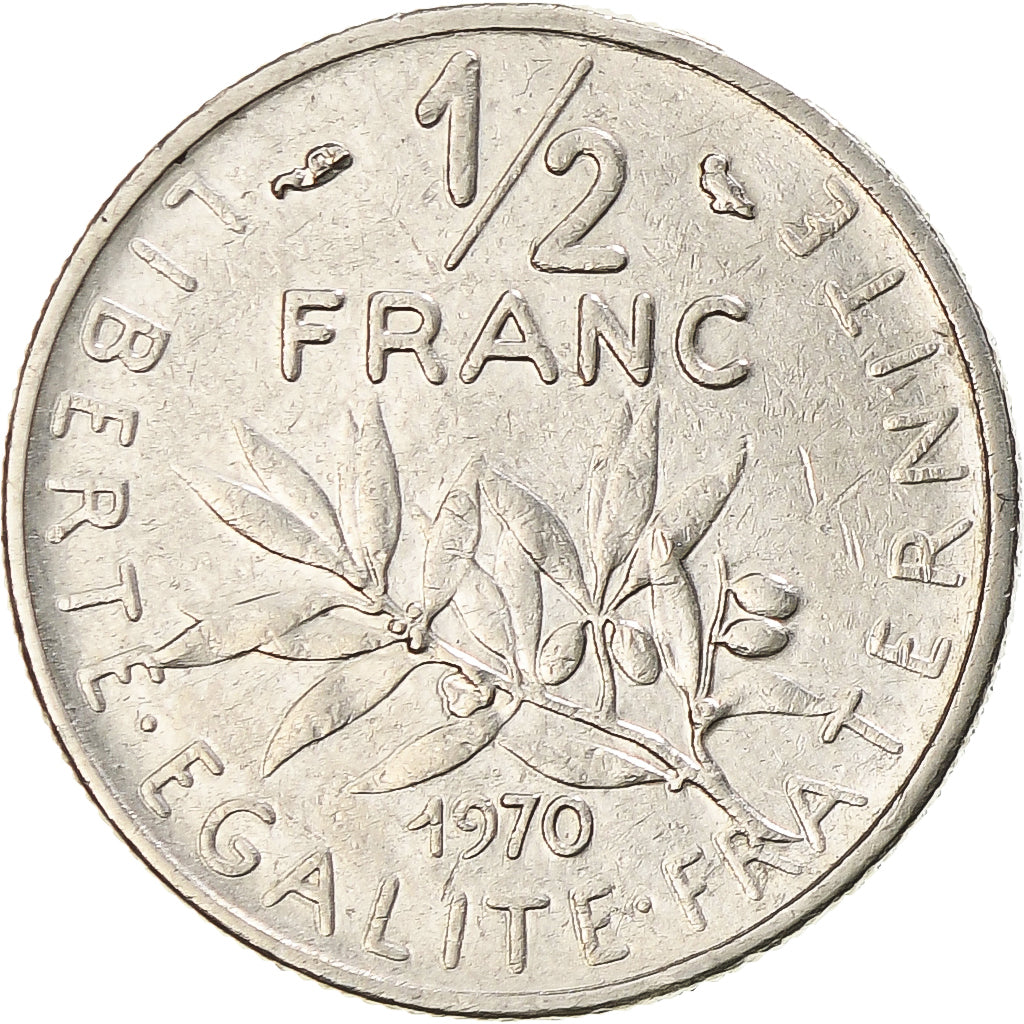 Moneda, Francia, Semeuse, 1/2 Franc, 1970, Paris, MBC, Níquel, KM:931.1
