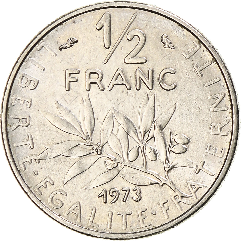Munten, Frankrijk, Semeuse, 1/2 Franc, 1973, Paris, PR+, Nickel, KM:931.1