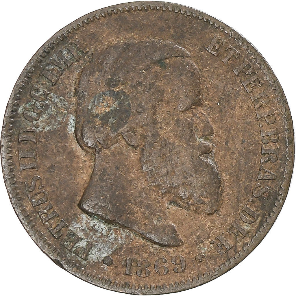 Coin, Brazil, Pedro II, 10 Reis, 1869, VF(30-35), Bronze, KM:473