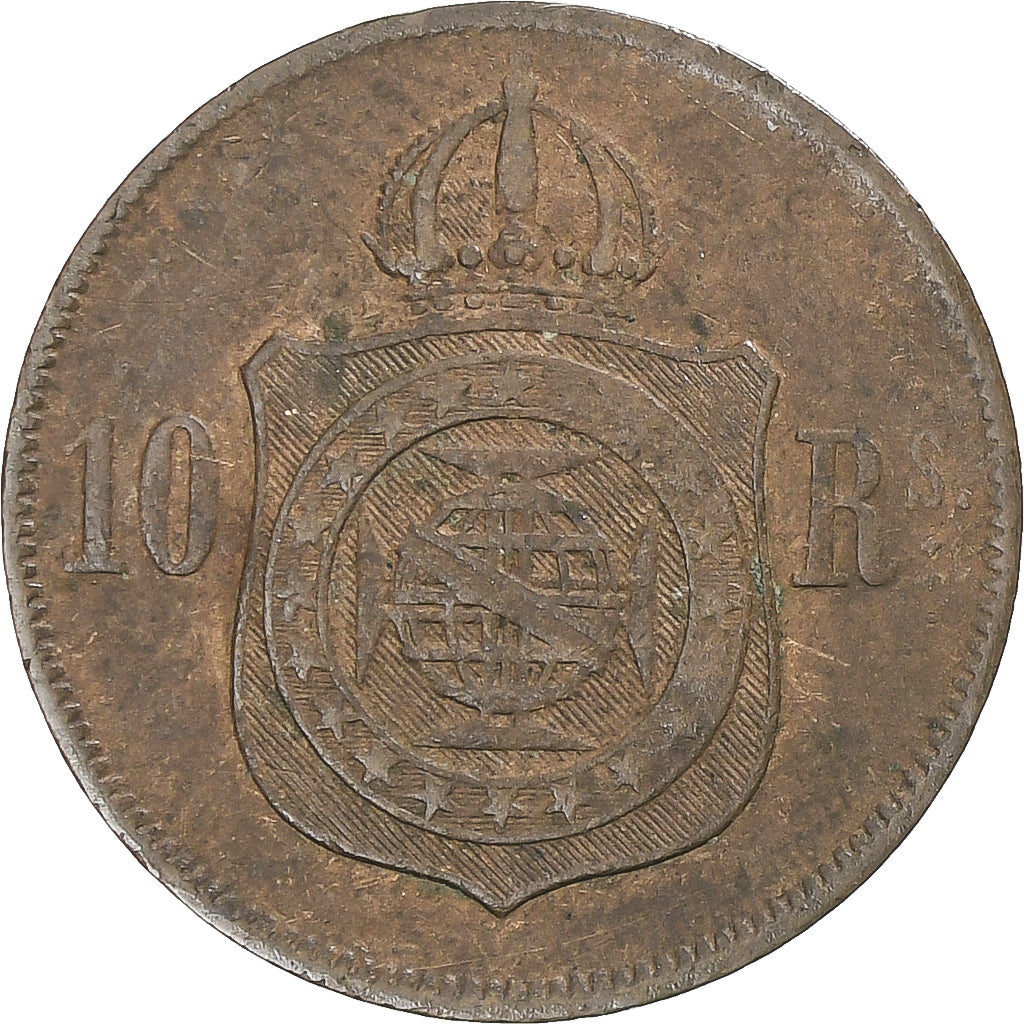 Coin, Brazil, Pedro II, 10 Reis, 1869, VF(30-35), Bronze, KM:473