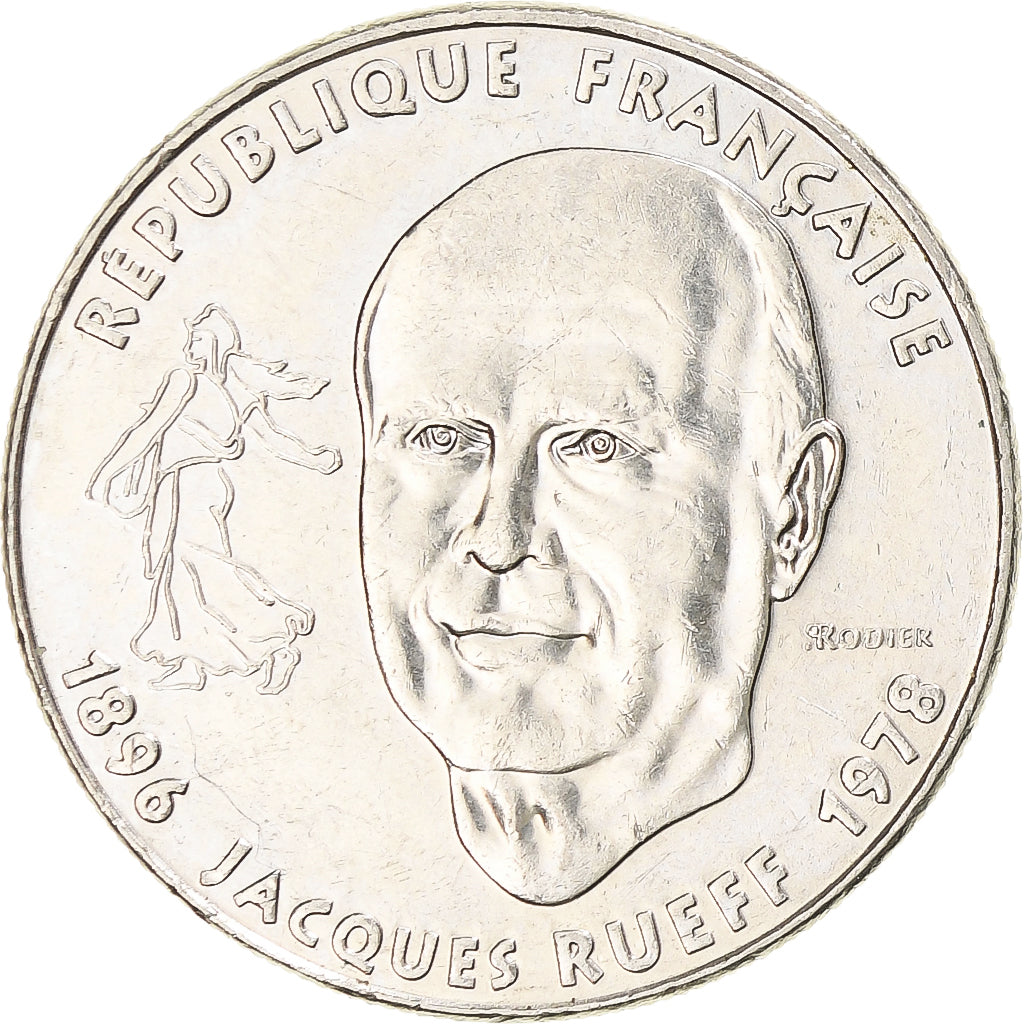 Monnaie, France, Jacques Rueff, Franc, 1996, Paris, TTB+, Nickel, KM:1160